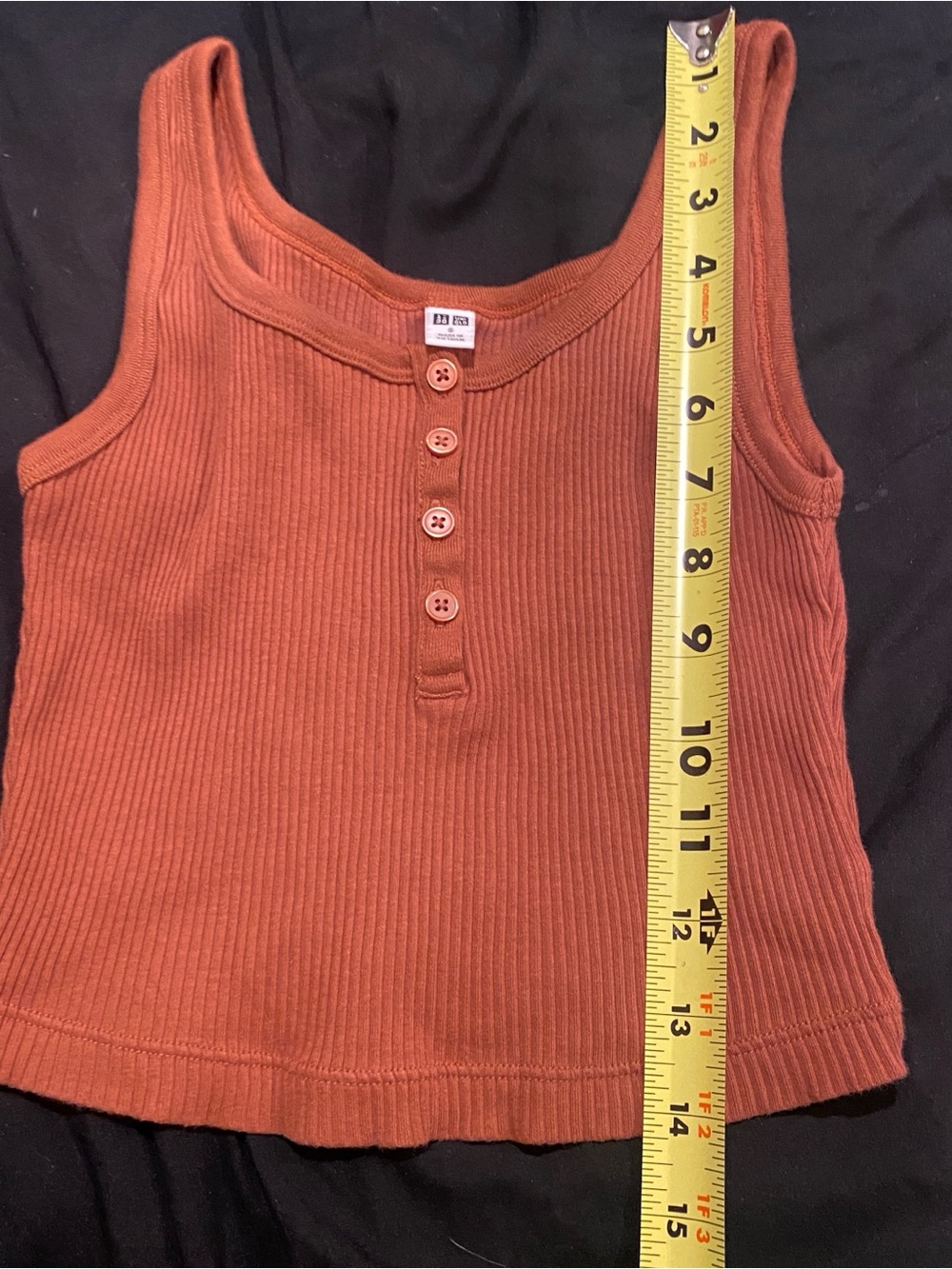 Top, Ribbed Button Tank - Rust - Picture 3 of 7